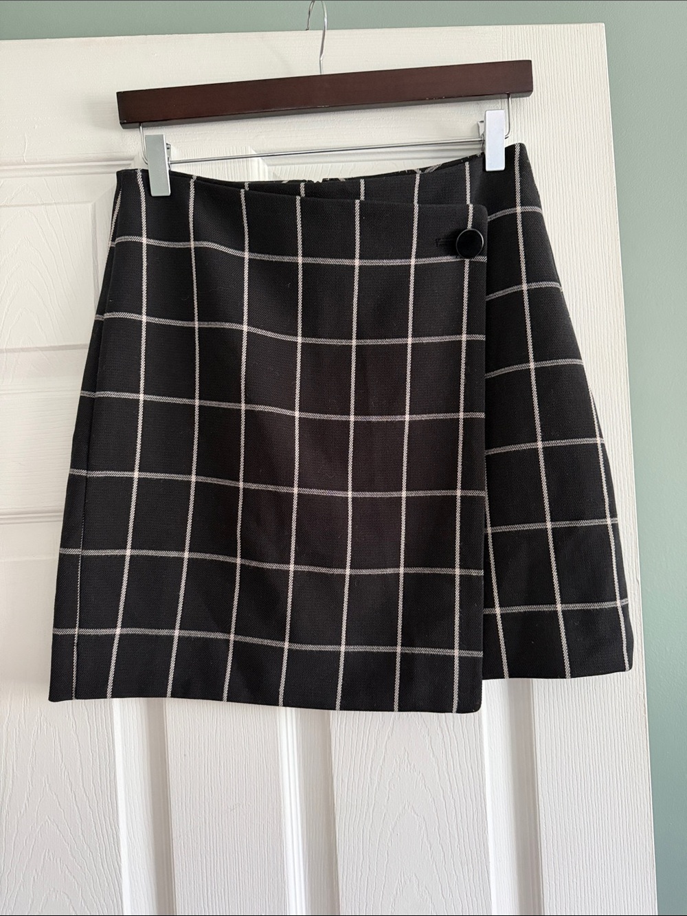 LOFT Windowpane Black Mini Skirt